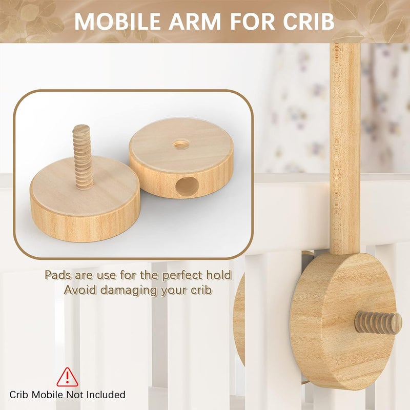 FEISIKE Baby Crib Mobile Arm, Mobile Arm for Crib Baby Mobile Hanger for Crib Nursery Decor Girls Boys Baby Crib Mobile Holder Arm Hanging Wooden Decoration Attachment Newborn 34 inch - Image 3